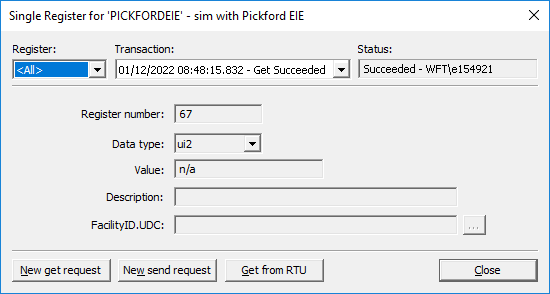 Single-Element Data Group Dialog Box for the Modbus Pickford EIE